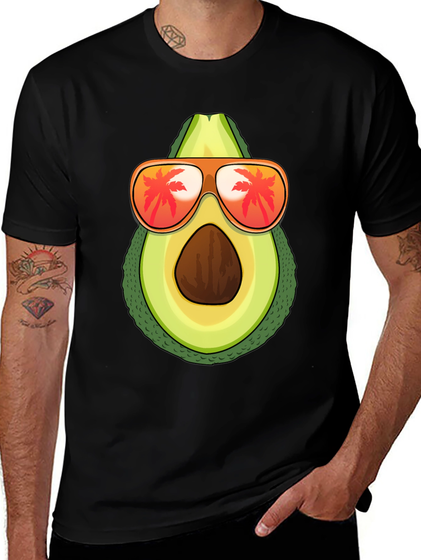 Variant 4 of Cool Avocado T-Shirt with Sunglasses - Unisex