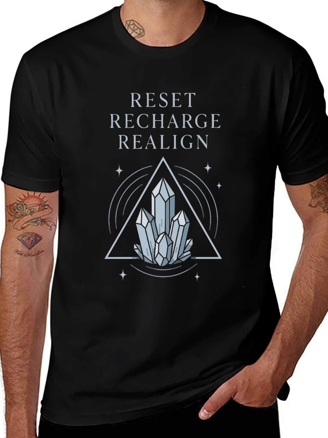 Variant 17 of Reset Recharge Realign Crystal Graphic Tee - Black