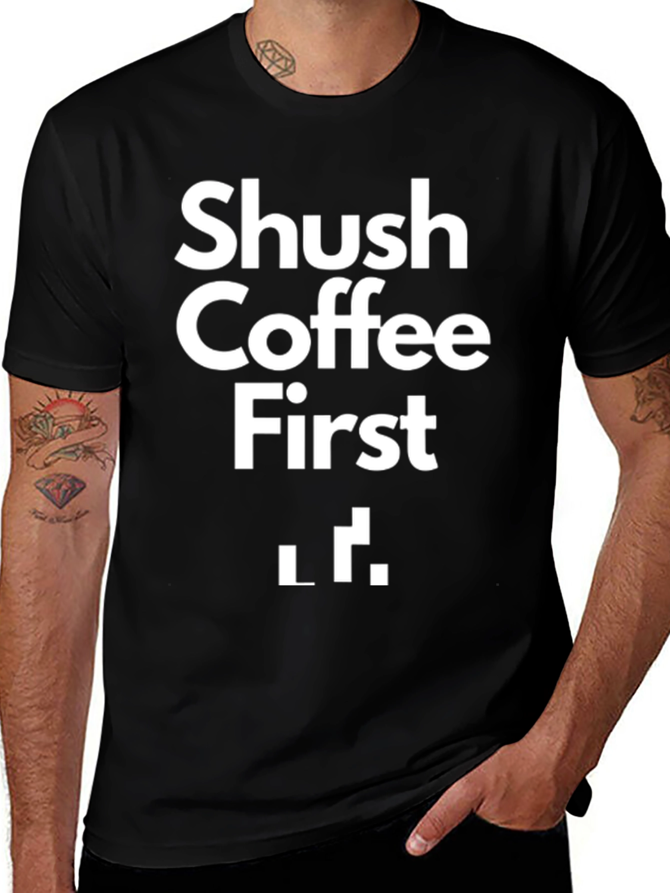 Variant 27 of Shush Coffee First Graphic Tee - Black