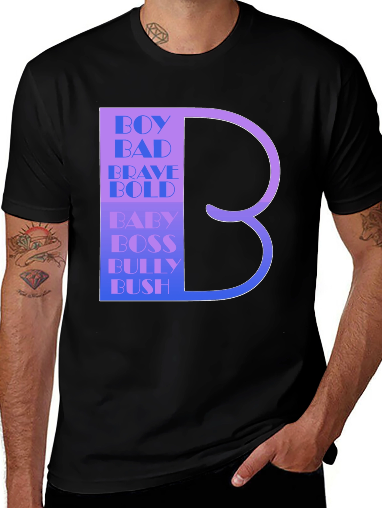 Variant 27 of B Letter Words T-Shirt, Men's Black Graphic Tee