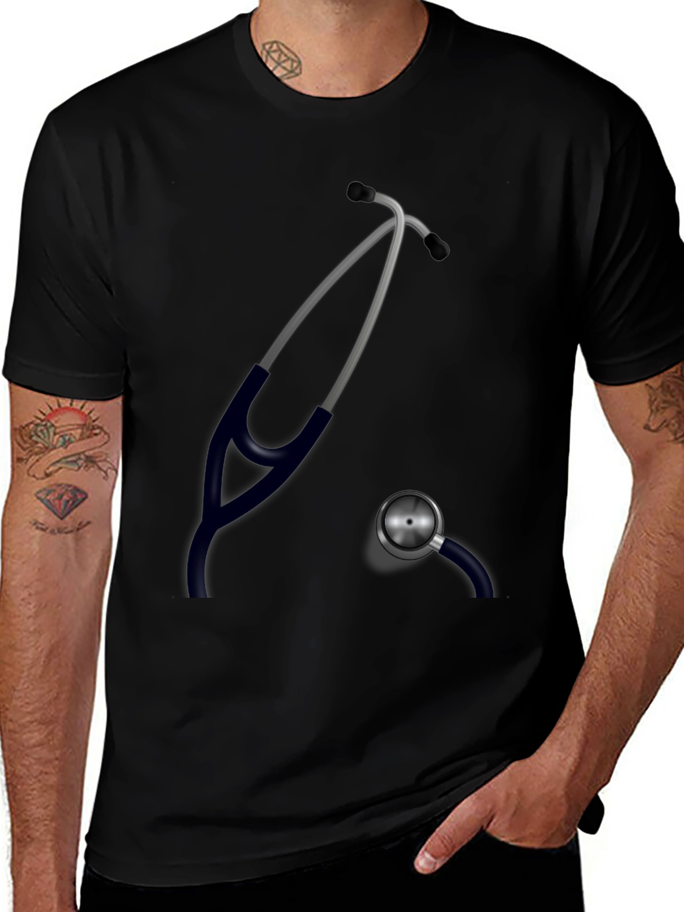 Variant 15 of Stethoscope Graphic Black T-Shirt