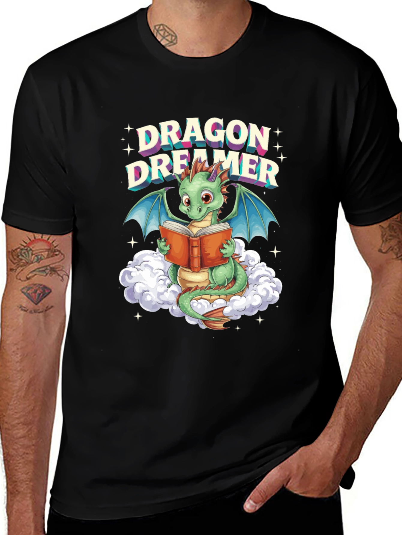 Black Dragon Dreamer T-Shirt - Book Lover Fantasy Tee main image