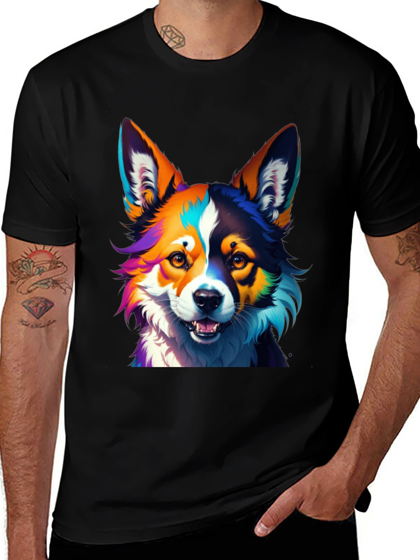 Variant 8 of Colorful Dog Graphic T-Shirt - Unique Pet Design