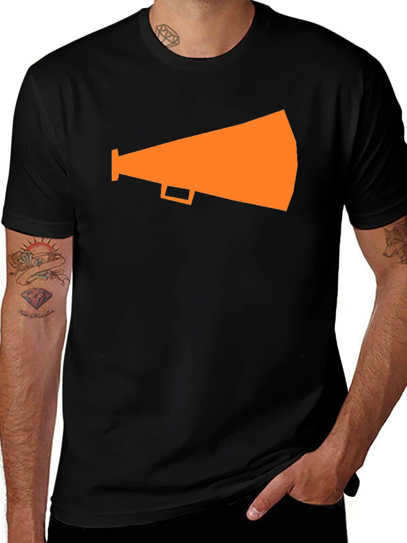 Variant 18 of Orange Megaphone Graphic Tee - Black