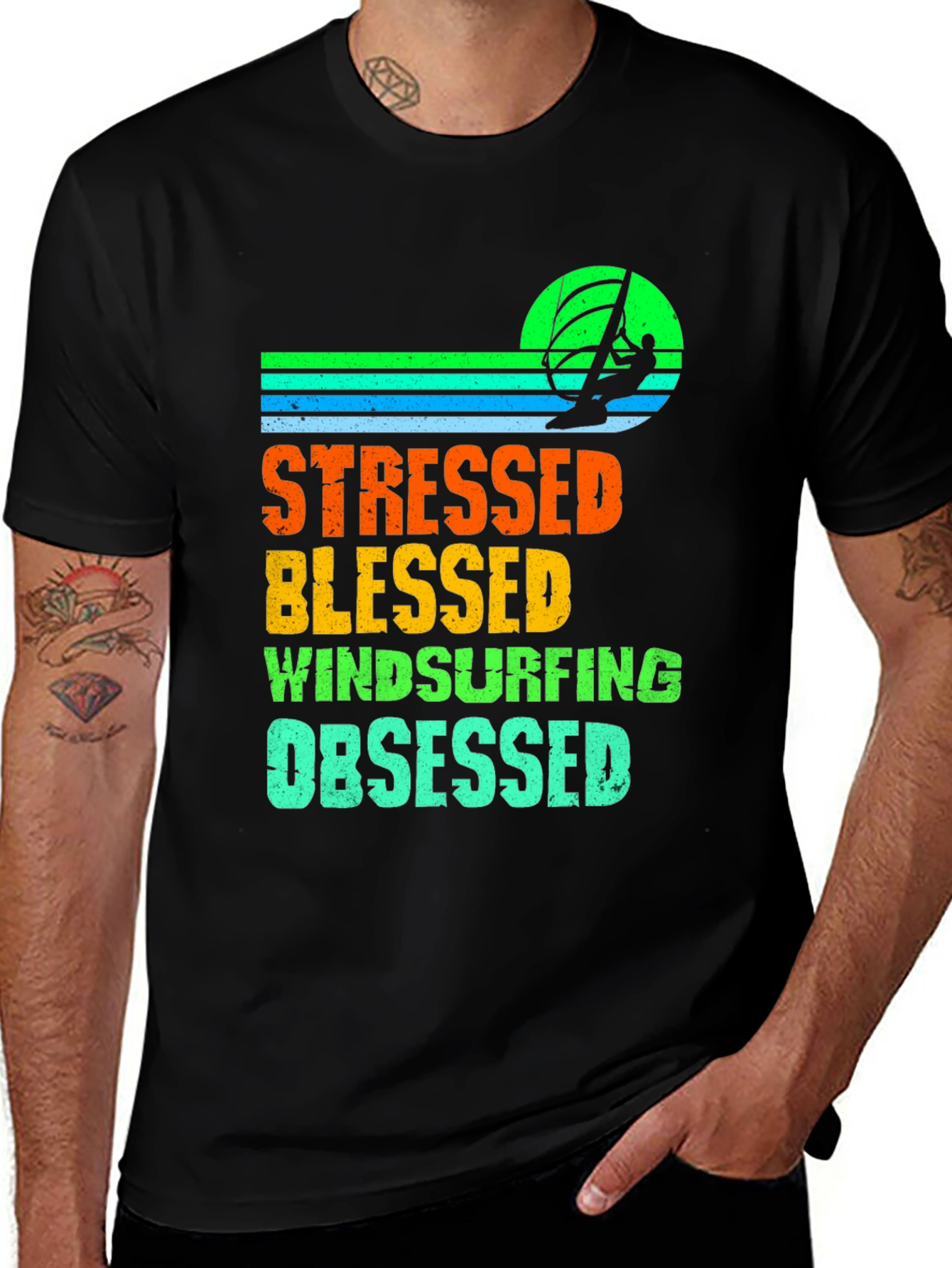 Variant 3 of Stressed Blessed Windsurfing Obsessed T-Shirt