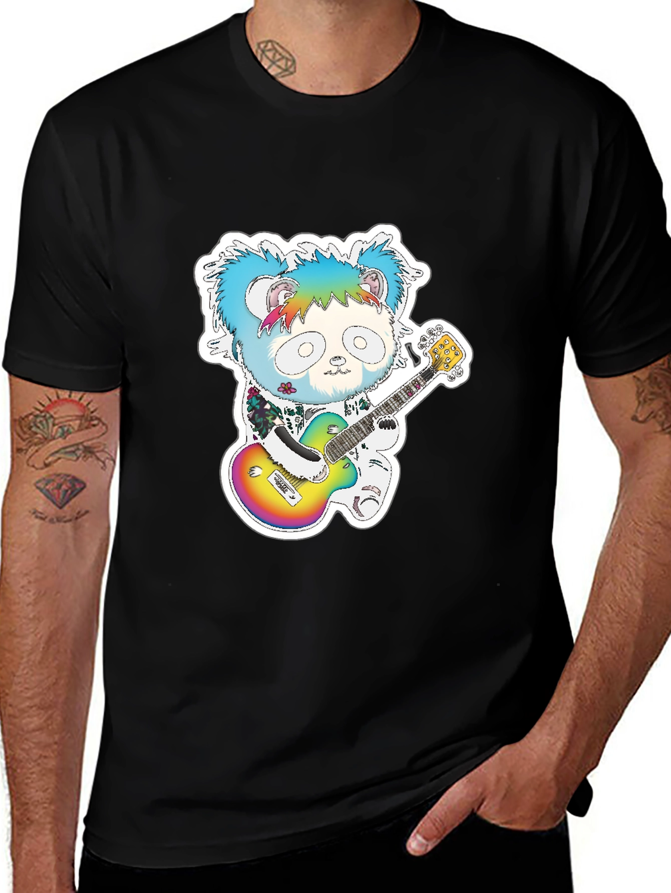 Variant 21 of Cool Panda Guitarist Graphic Tee