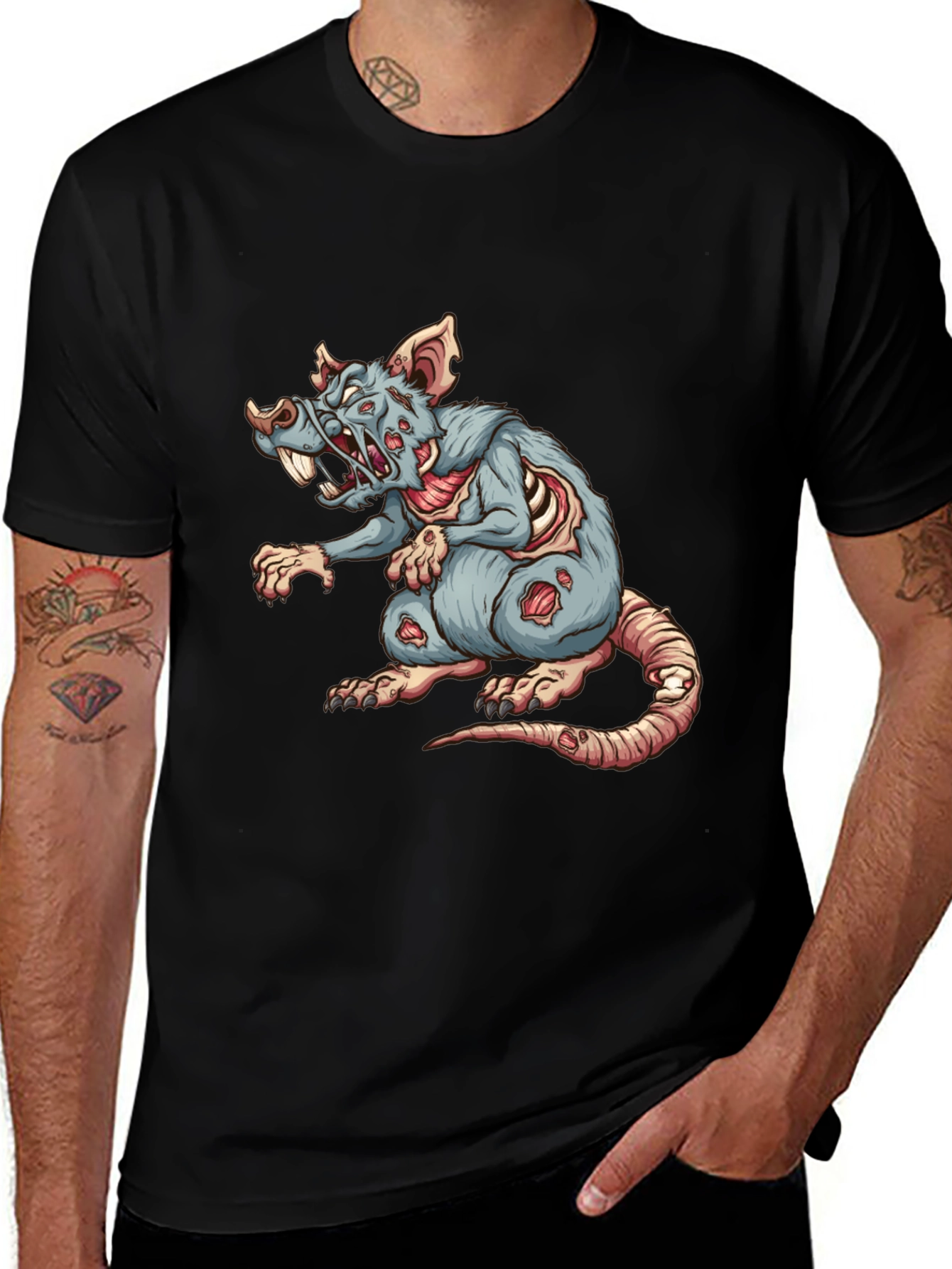 Variant 22 of Zombie Rat Graphic Tee - Black T-Shirt