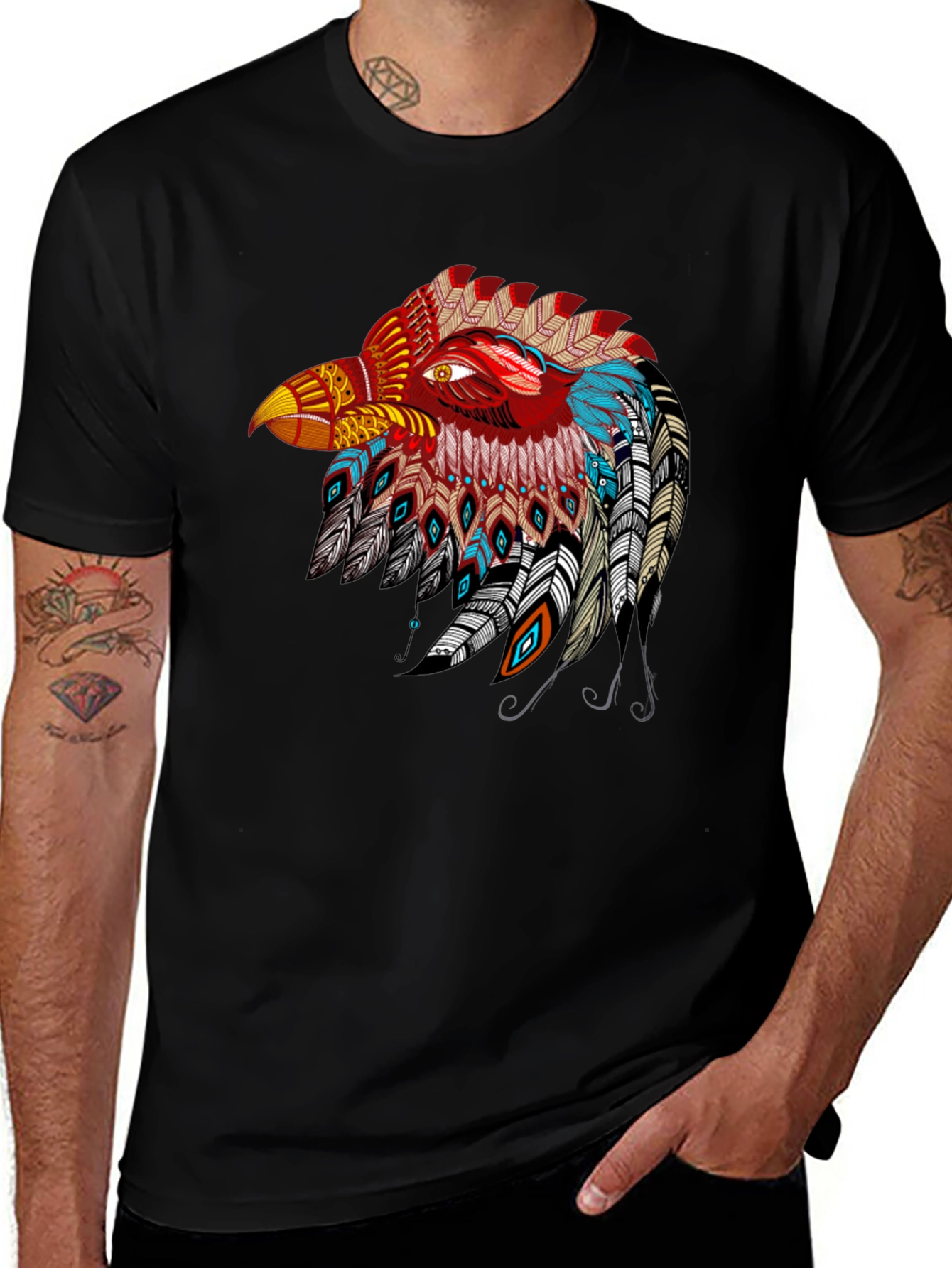 Variant 17 of Tribal Eagle Graphic Black T-Shirt