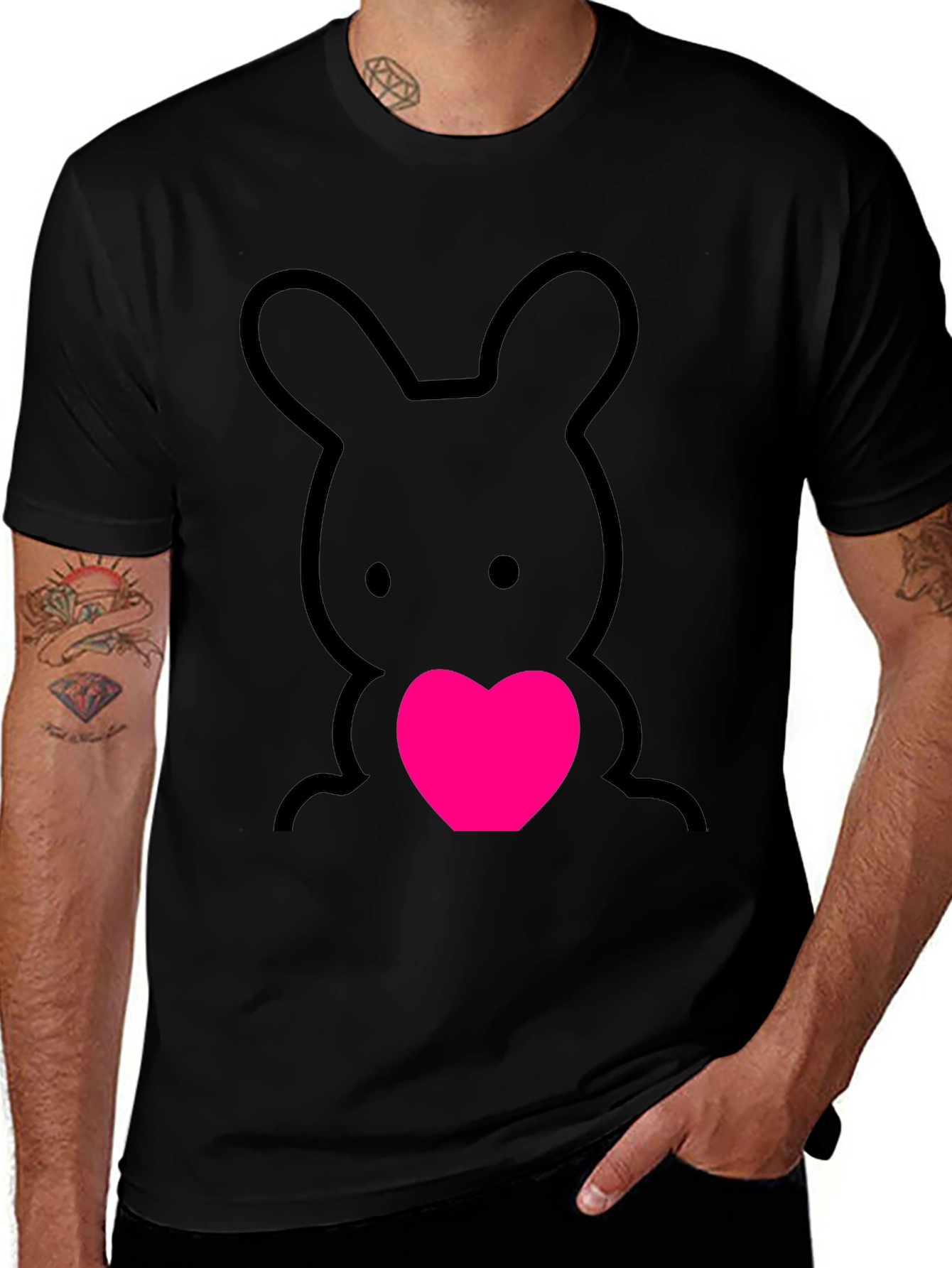 Variant 28 of Cute Bunny Heart Graphic Tee - Soft Cotton Blend