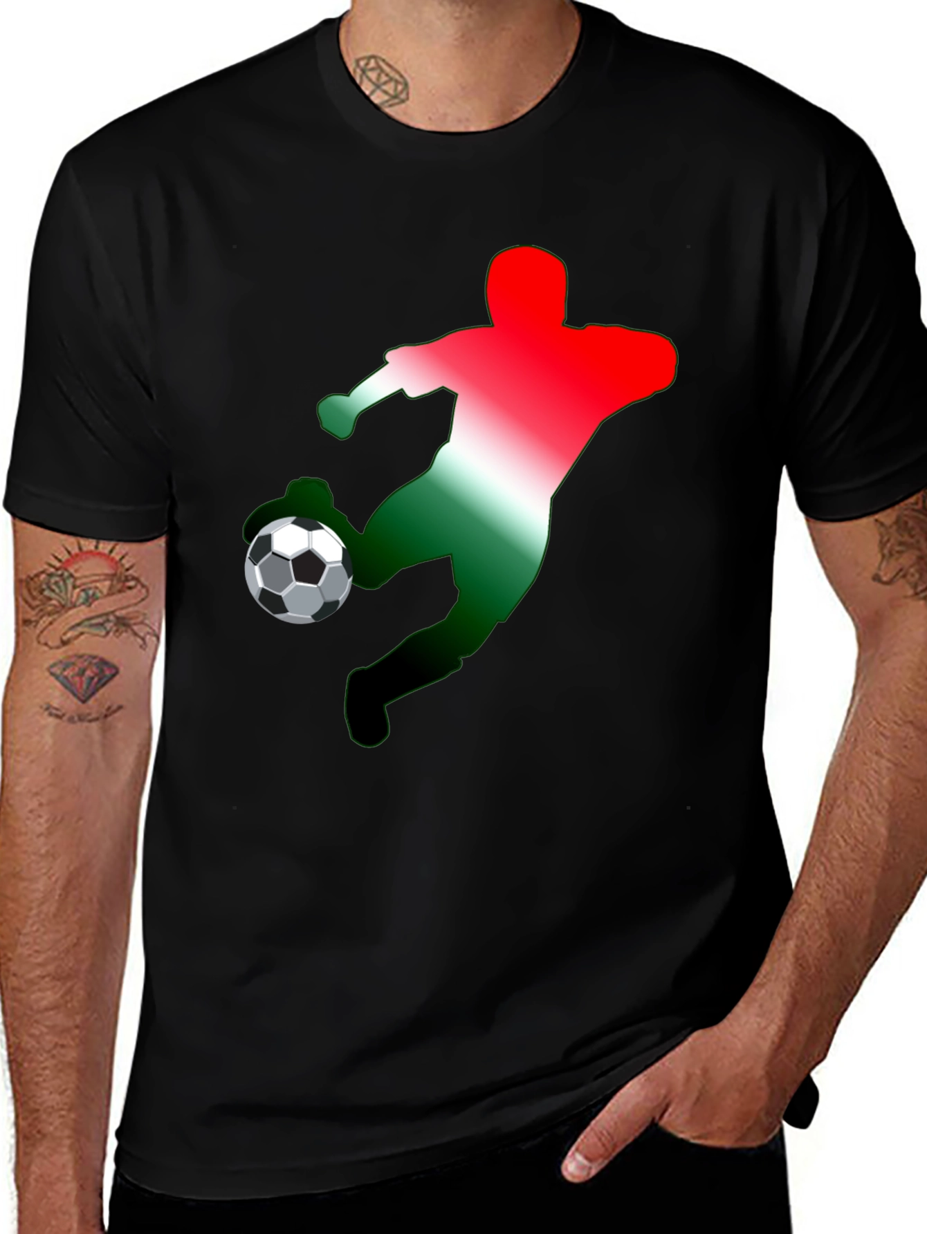 Variant 6 of Soccer Player Graphic T-Shirt - Black