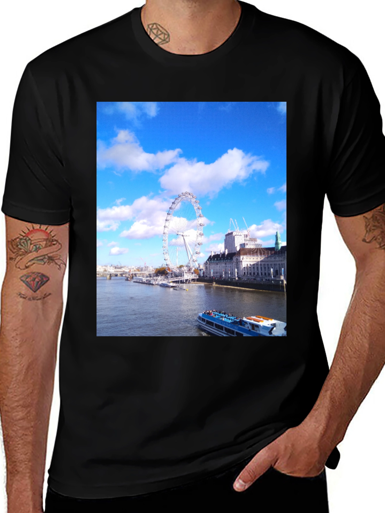 London Eye View Graphic T-Shirt - Tourist Souvenir Tee