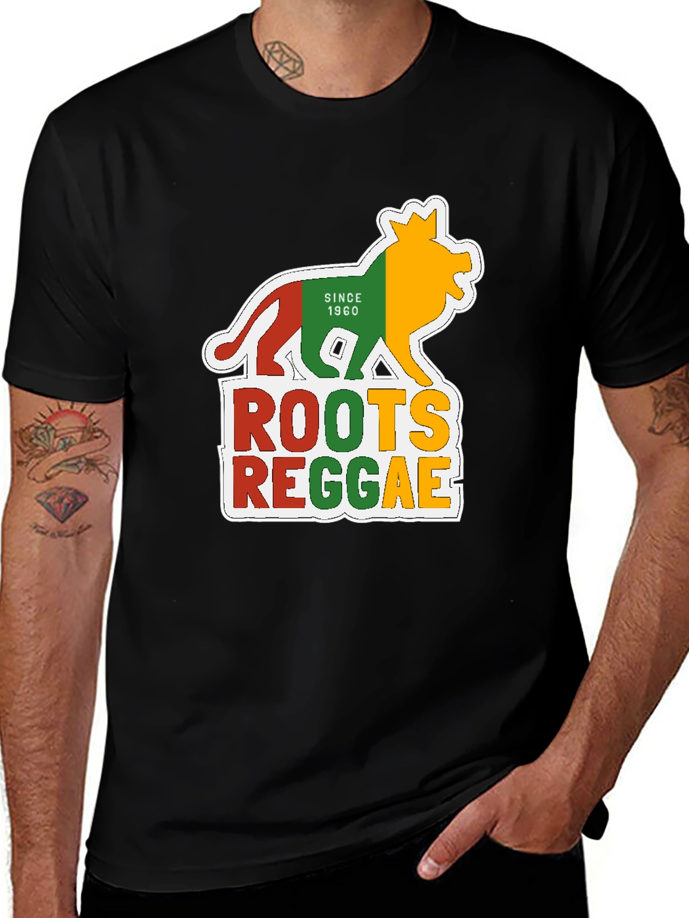 Variant 22 of Roots Reggae Graphic T-Shirt - Rasta Lion Tee
