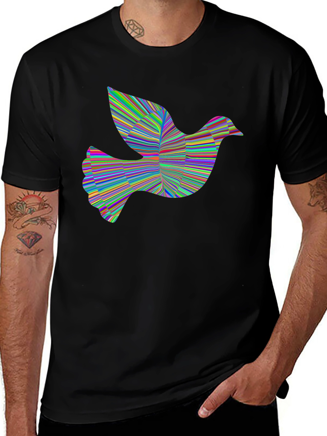 Variant 28 of Dove Peace Graphic Tee - Unique Colorful Bird Design