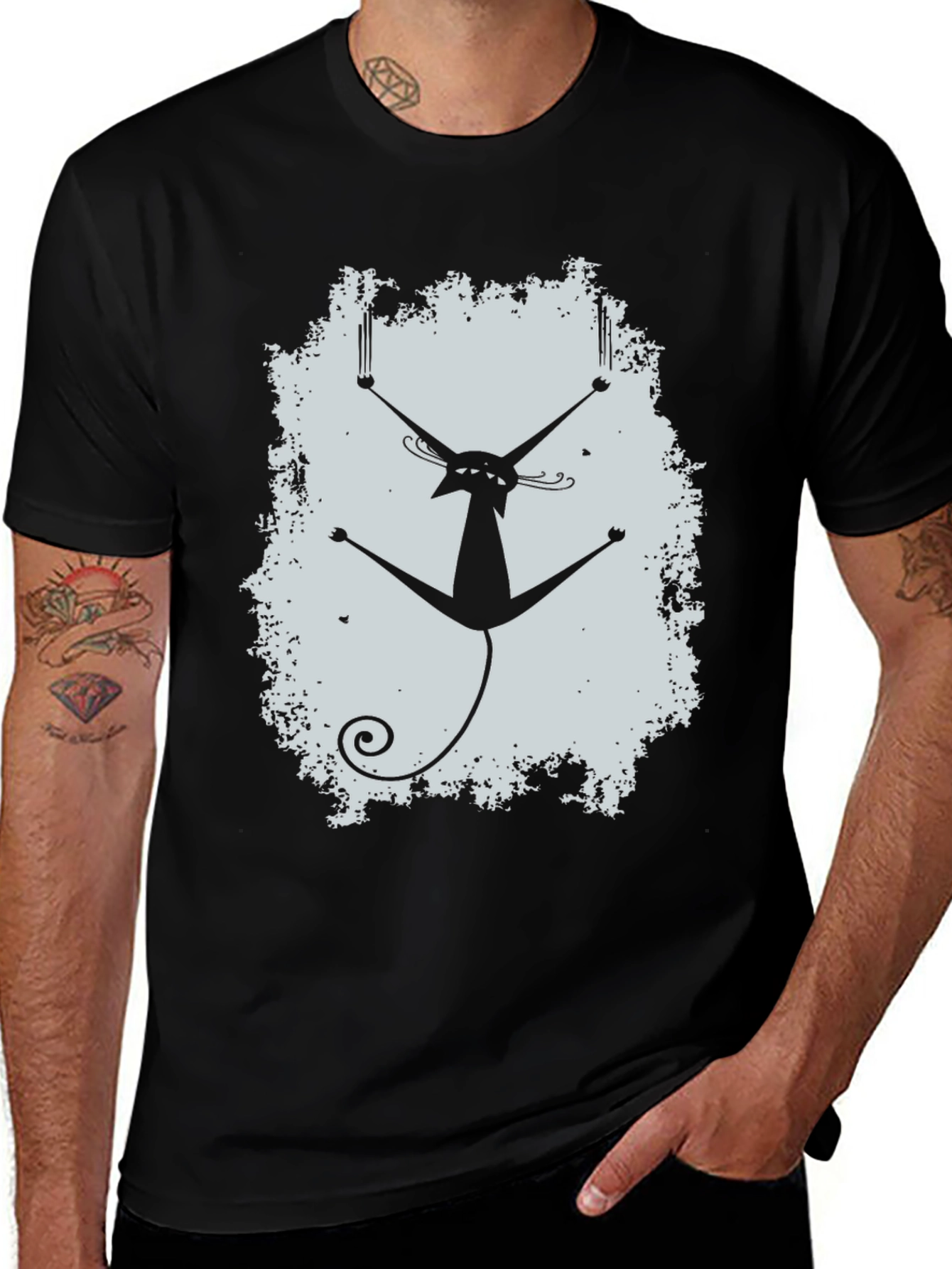 Variant 17 of Cool Cat Scratch T-Shirt - Black Graphic Tee