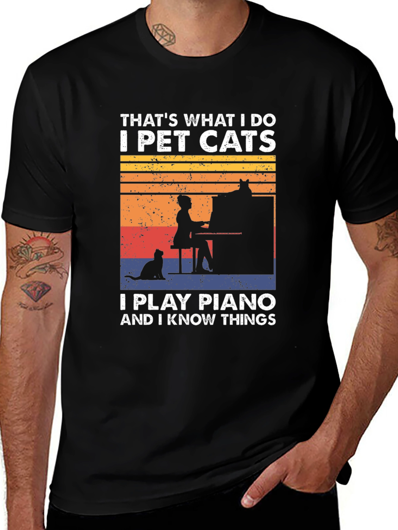 Variant 6 of That's What I Do Cat Piano T-Shirt