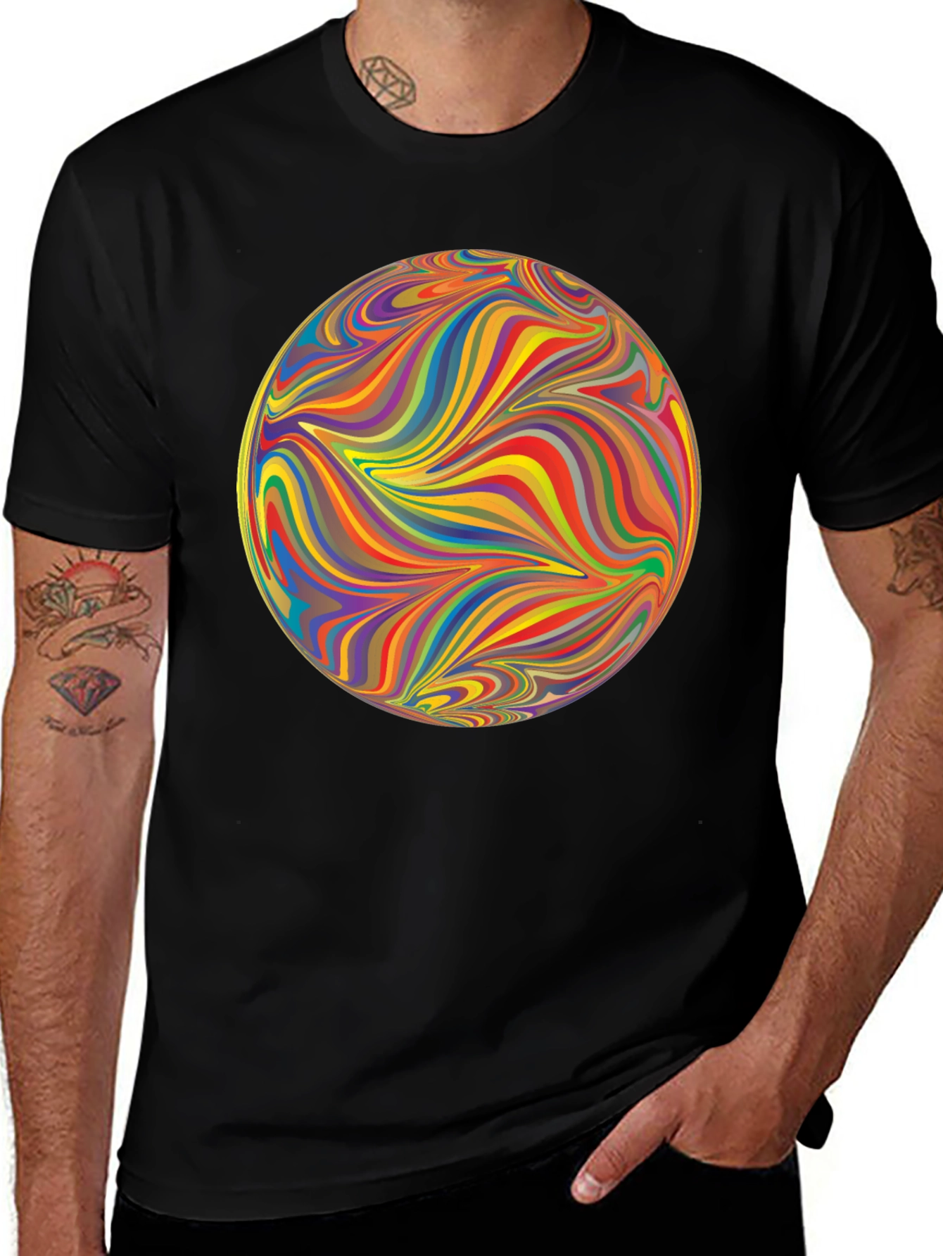 Variant 21 of Abstract Swirl Orb Graphic Tee - Premium Black T-Shirt