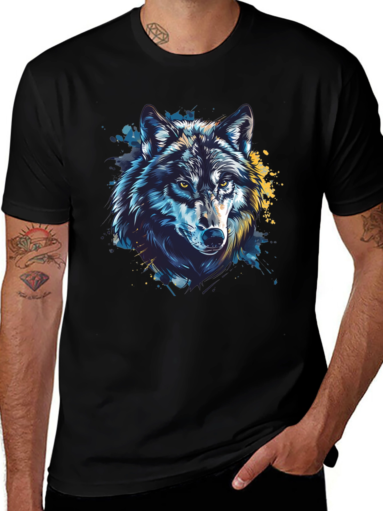 Variant 22 of Wolf Graphic Black T-Shirt