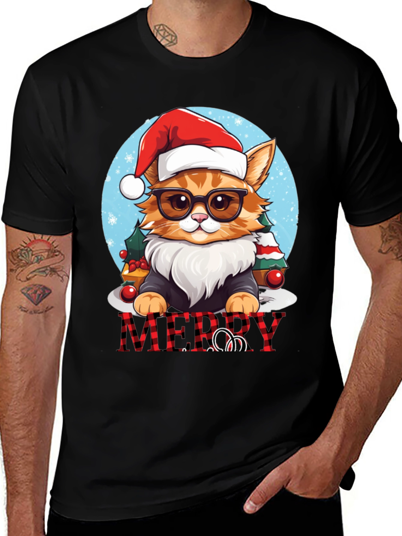Variant 27 of Festive Cat Merry Christmas T-Shirt