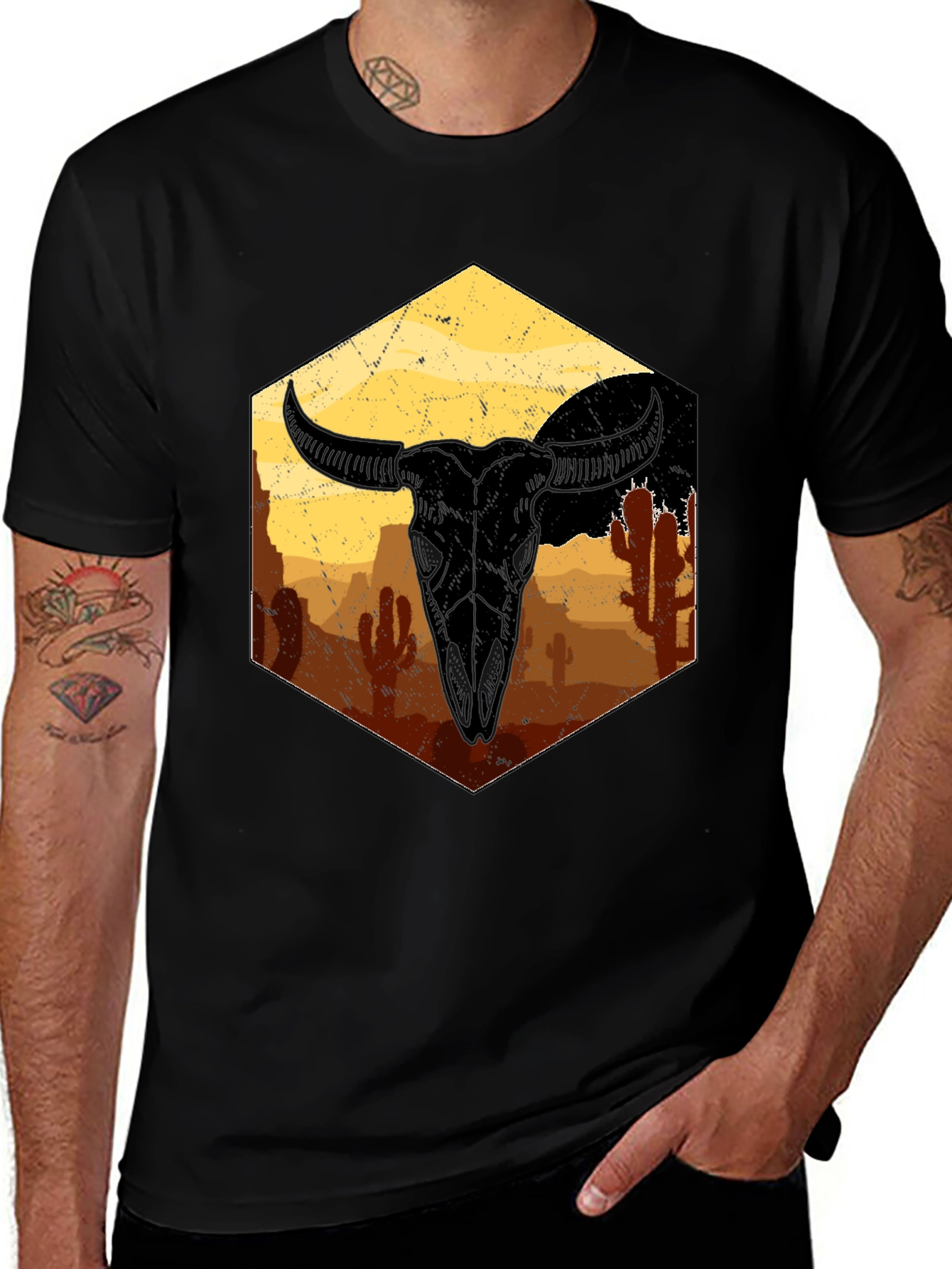 Variant 16 of Desert Skull Graphic Tee - Unisex Black T-Shirt