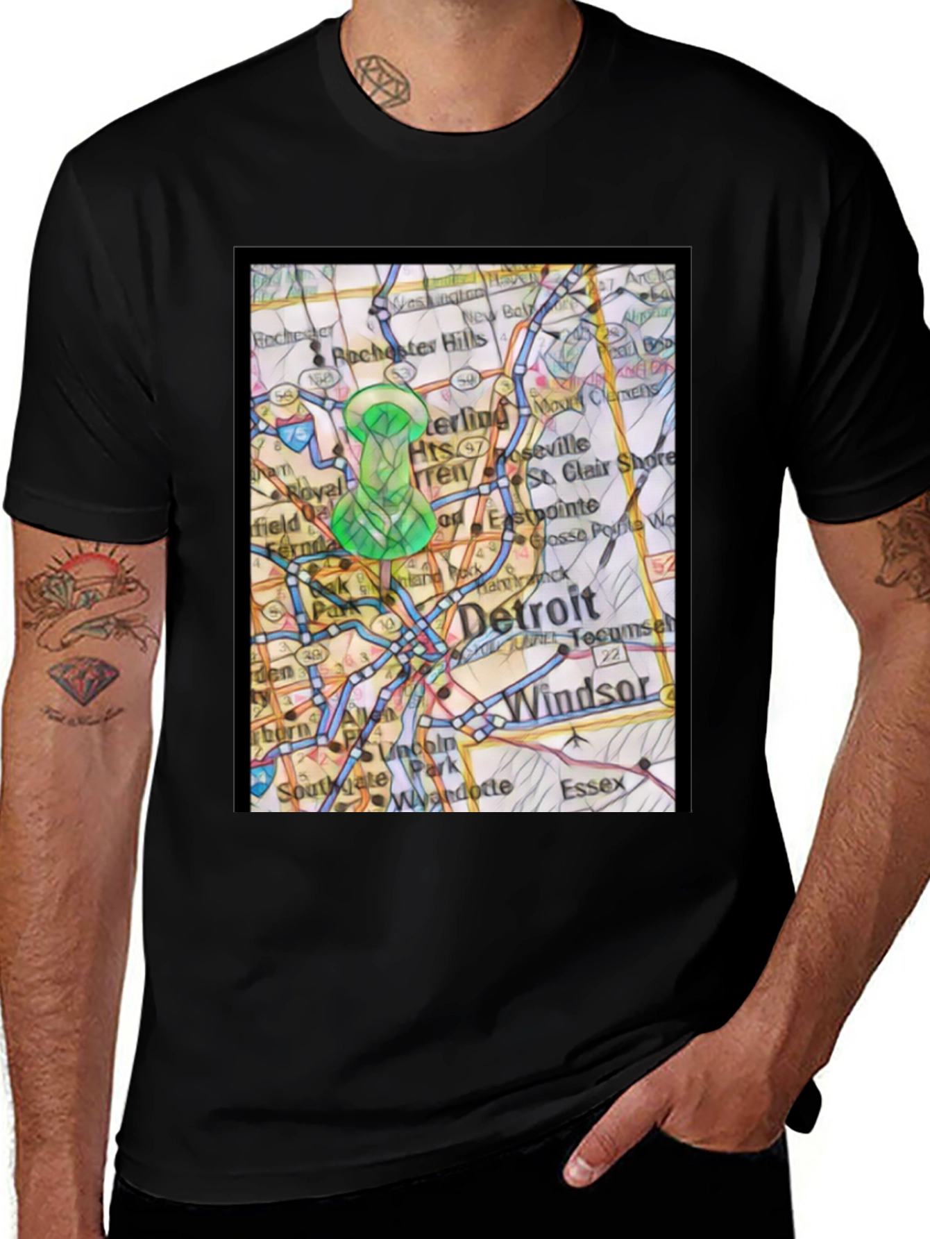 Detroit Map T-Shirt