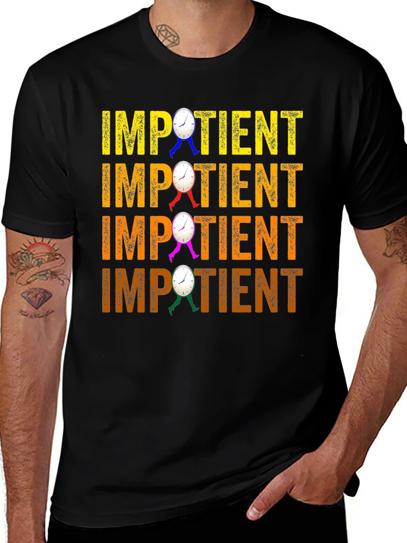 Variant 16 of Funny Impatient Time Clock T-Shirt