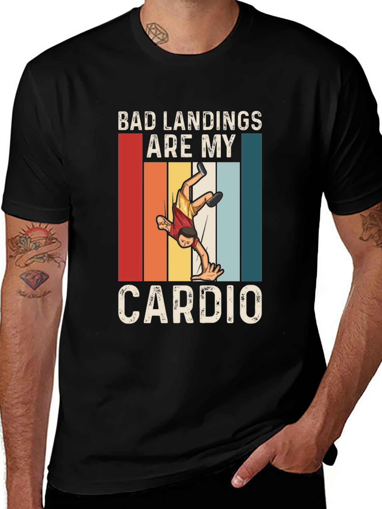 Variant 17 of Bad Landings are My Cardio T-Shirt - Wrestler Design