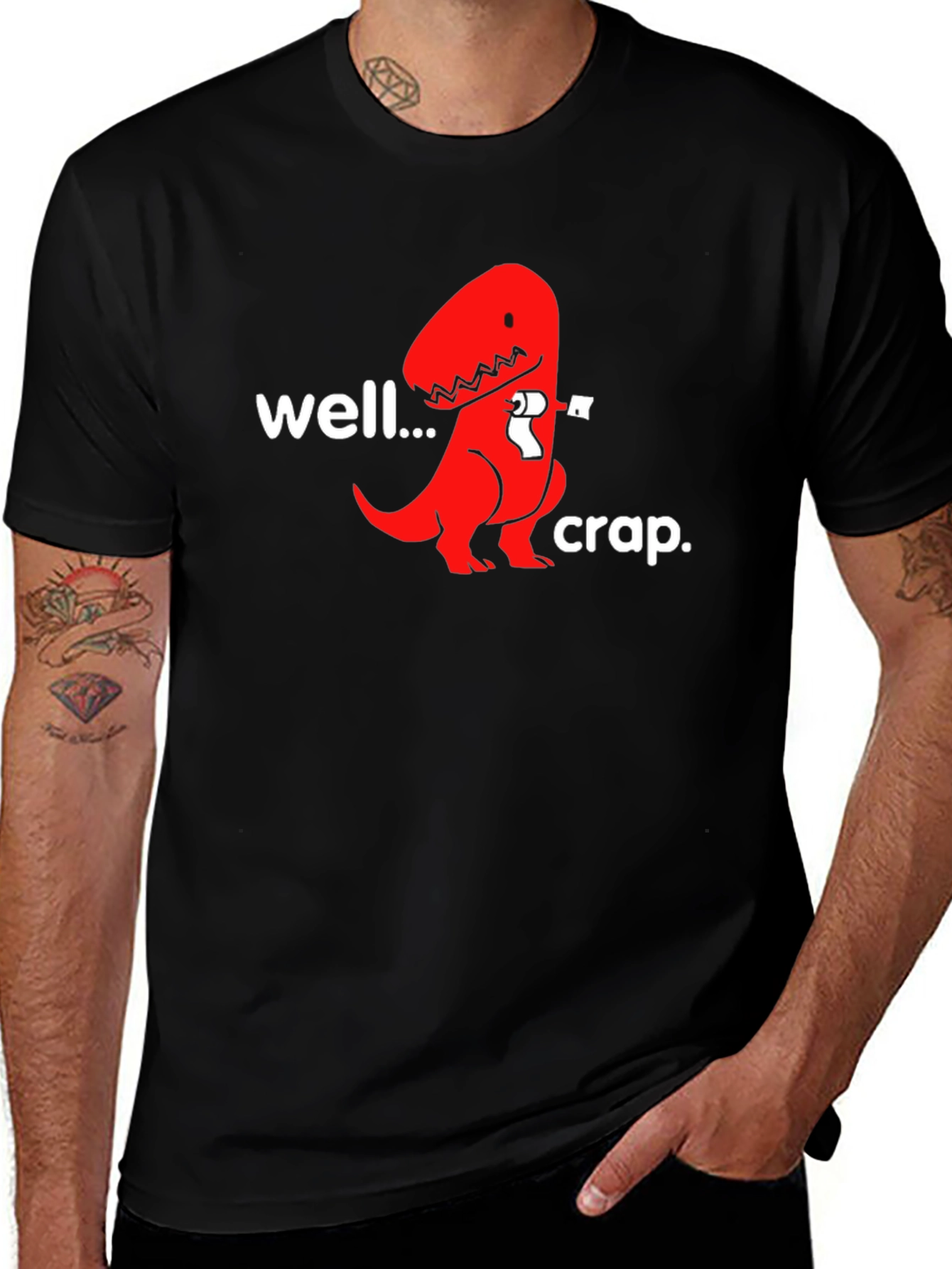 Variant 13 of Dino T-Shirt: "Well...crap." Funny Graphic Tee