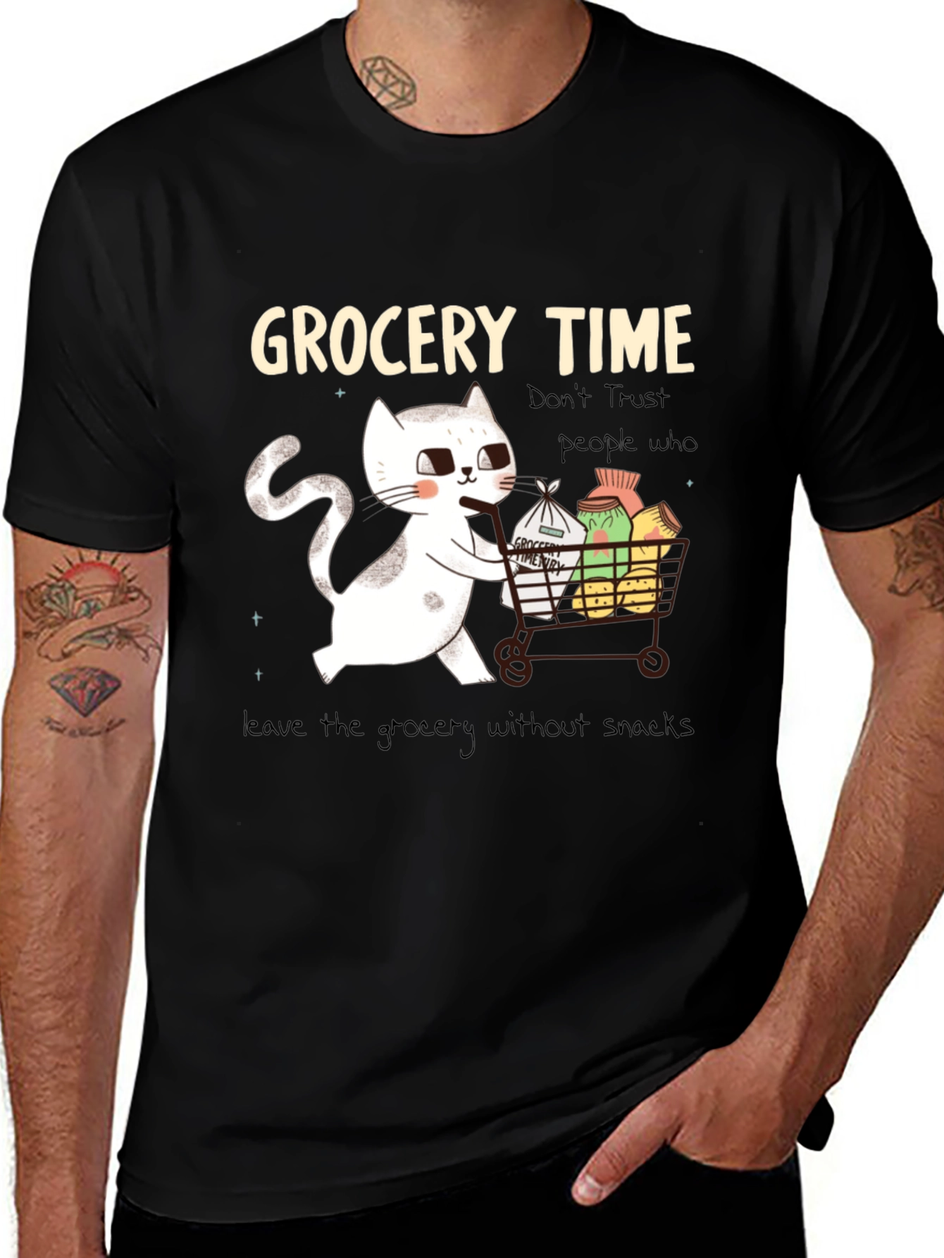 Grocery Time Cat Graphic Tee - Snack Lover