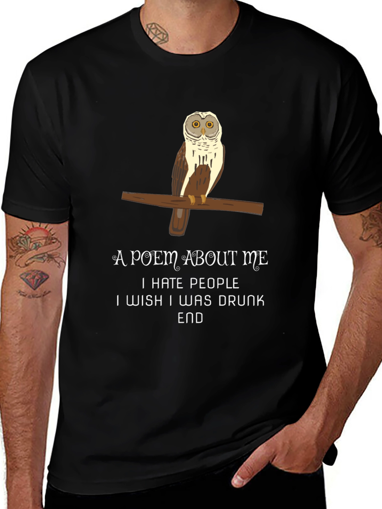 Variant 10 of Owl Poem T-Shirt - Funny Sarcastic Tee