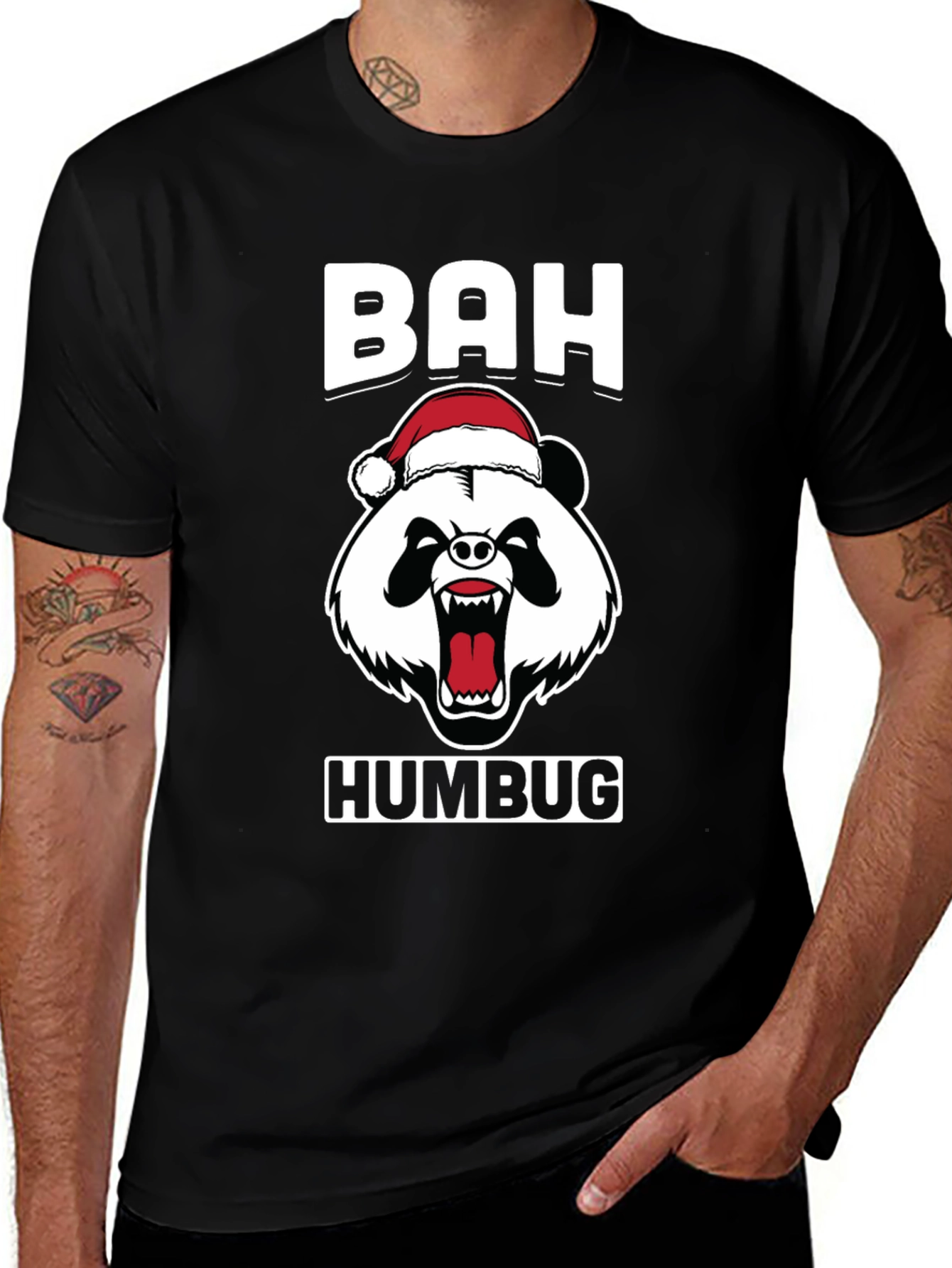 Bah Humbug Panda Bear Christmas T-Shirt