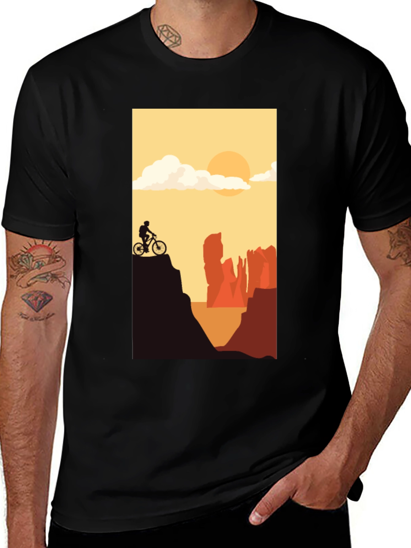 Variant 16 of Mountain Biker Scenic Graphic Tee - Black