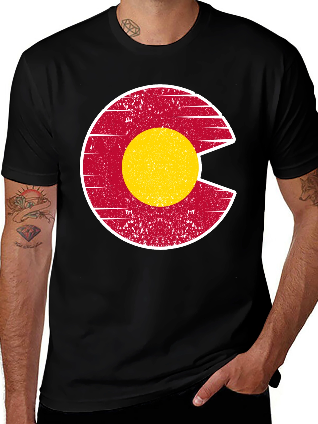 Variant 9 of Colorado Flag Graphic Tee - Red & Gold "C" T-Shirt