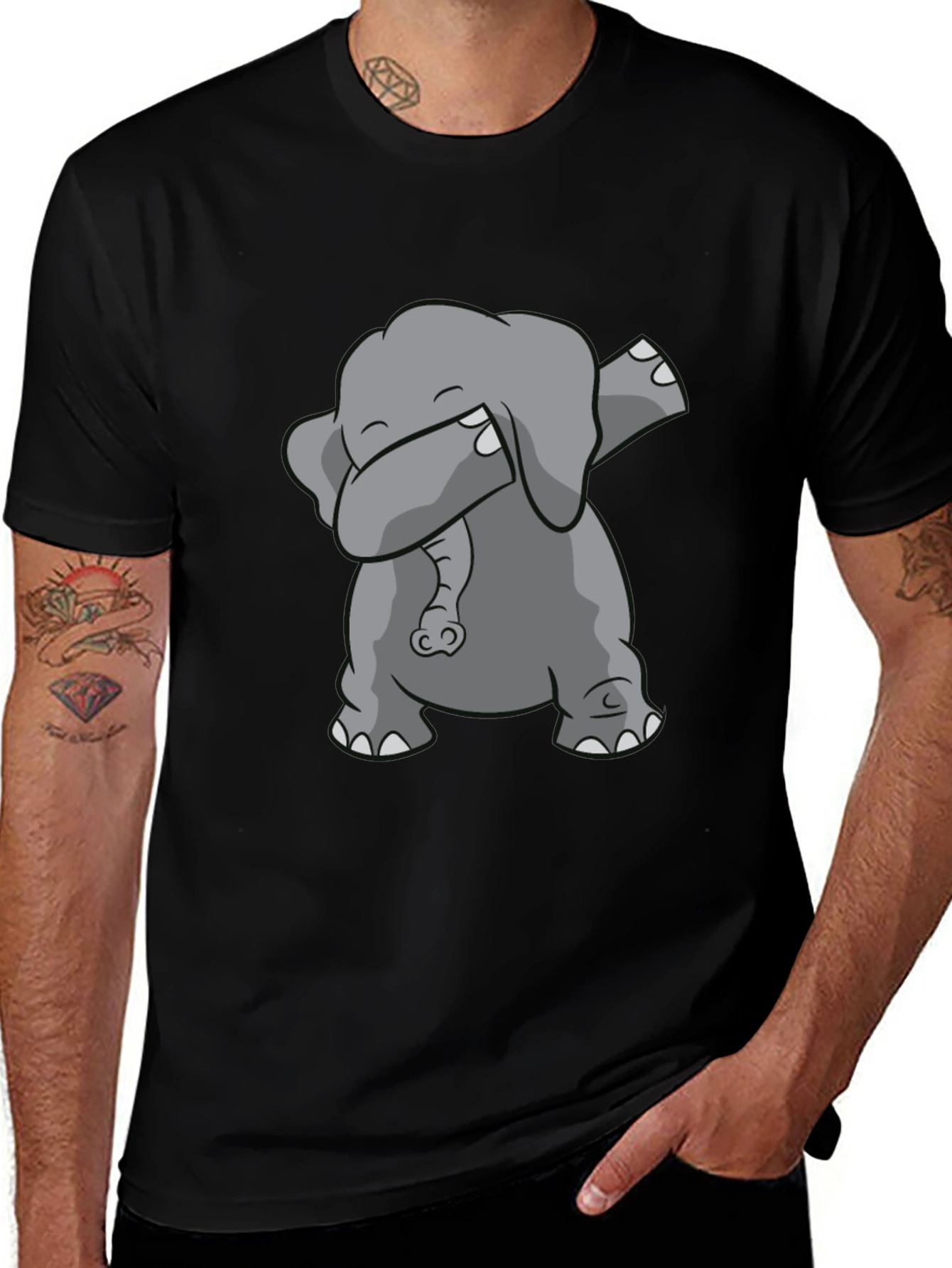 Variant 2 of Dabbing Elephant Black Graphic Tee