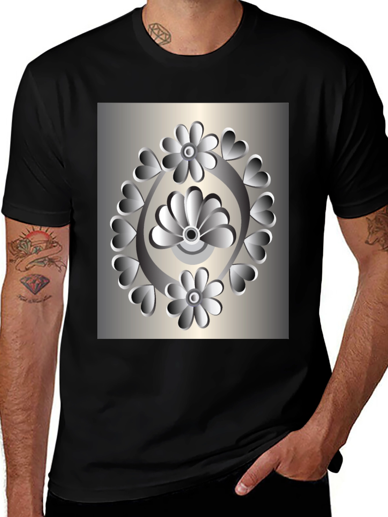 Variant 20 of Optical Illusion Floral Graphic Tee - Men's