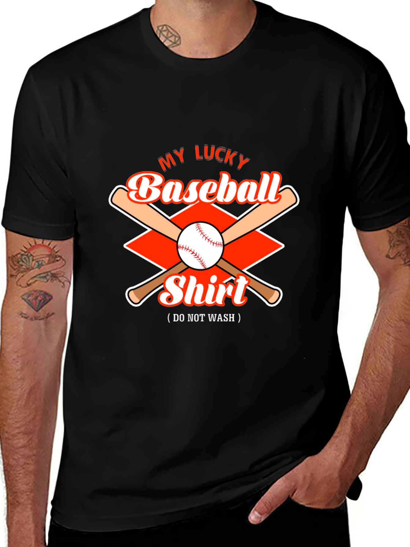 Lucky Baseball Shirt - Men's Black Graphic Tee