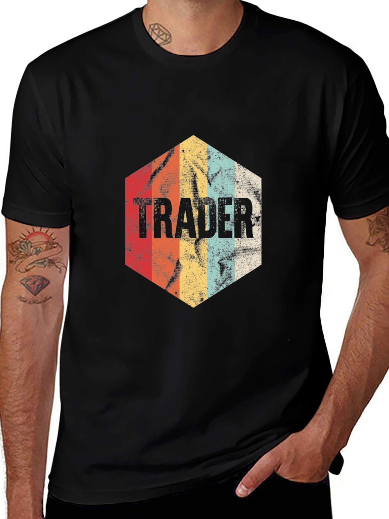 Black Vintage Trader T-Shirt - Retro Investment Style main image