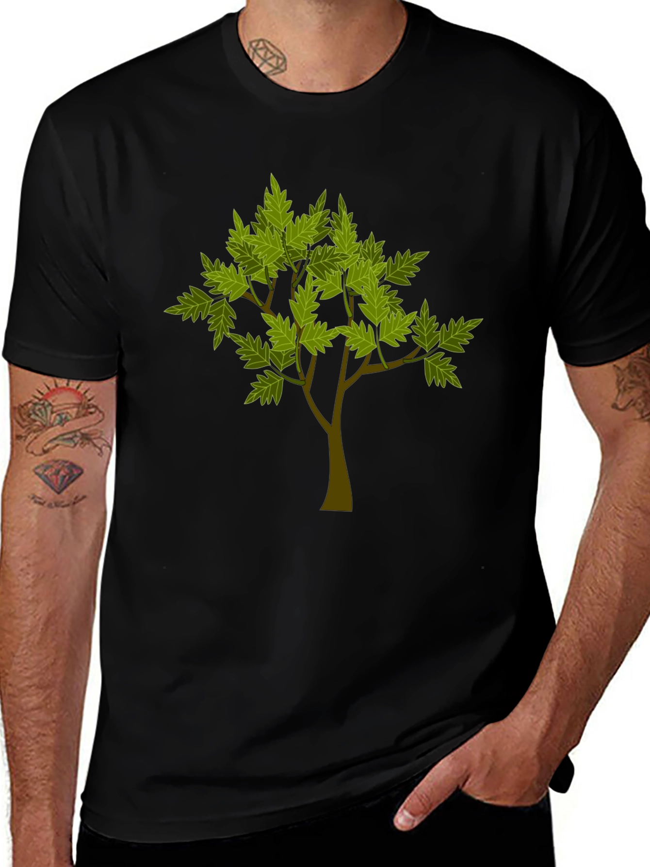 Variant 4 of Nature Tree Graphic Tee - Black