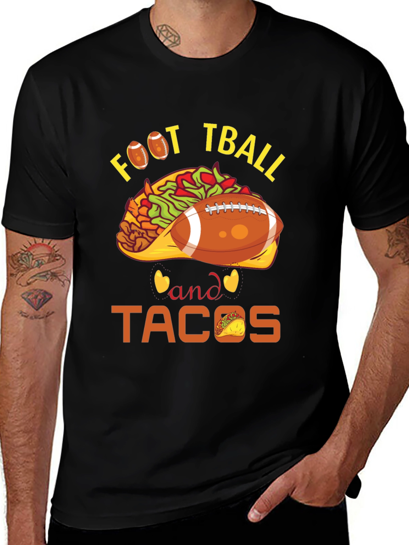 Variant 18 of Football and Tacos Graphic Tee