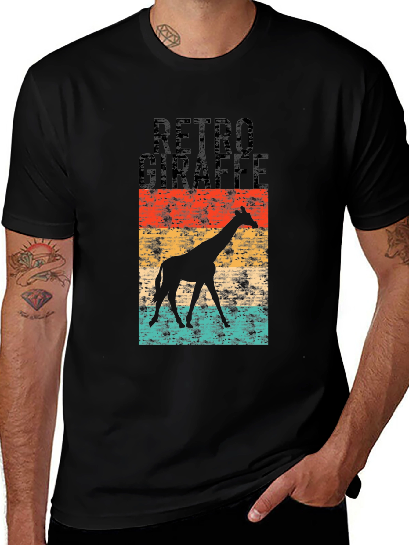 Variant 19 of Retro Giraffe Graphic Tee - Black T-Shirt