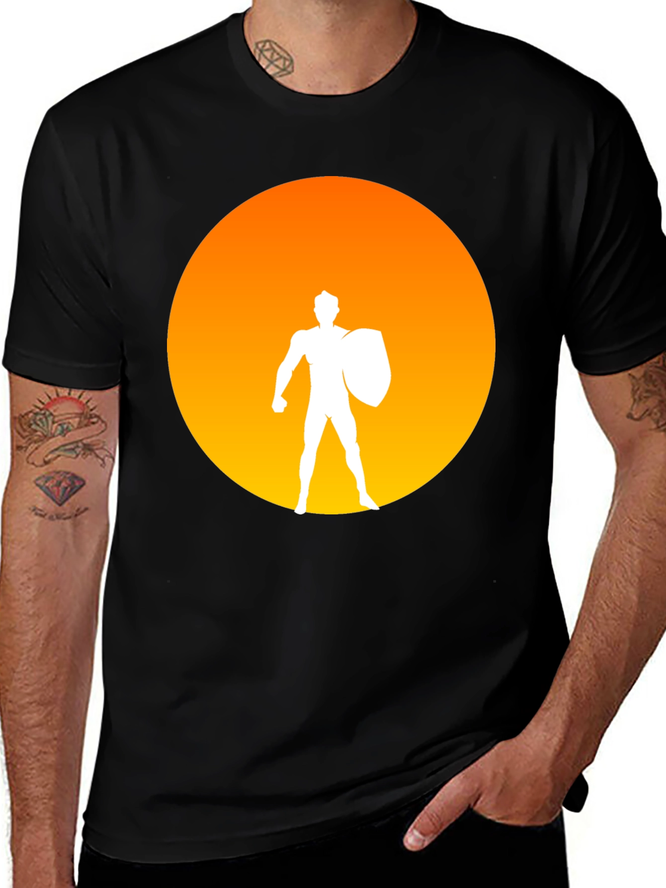 Variant 24 of Warrior Sunset Graphic Tee - Black