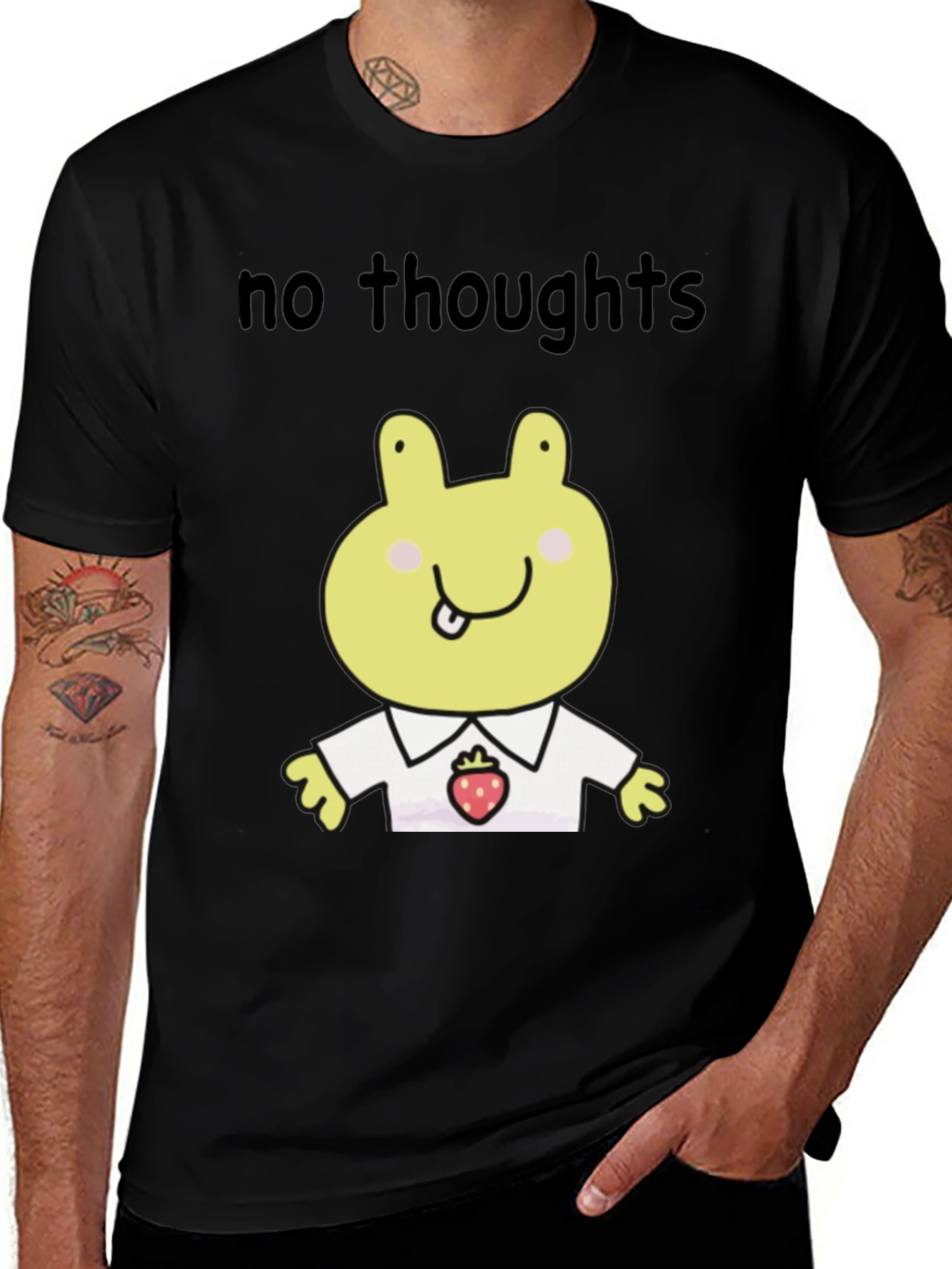 Variant 16 of No Thoughts Frog Graphic Tee - Black Casual Shirt