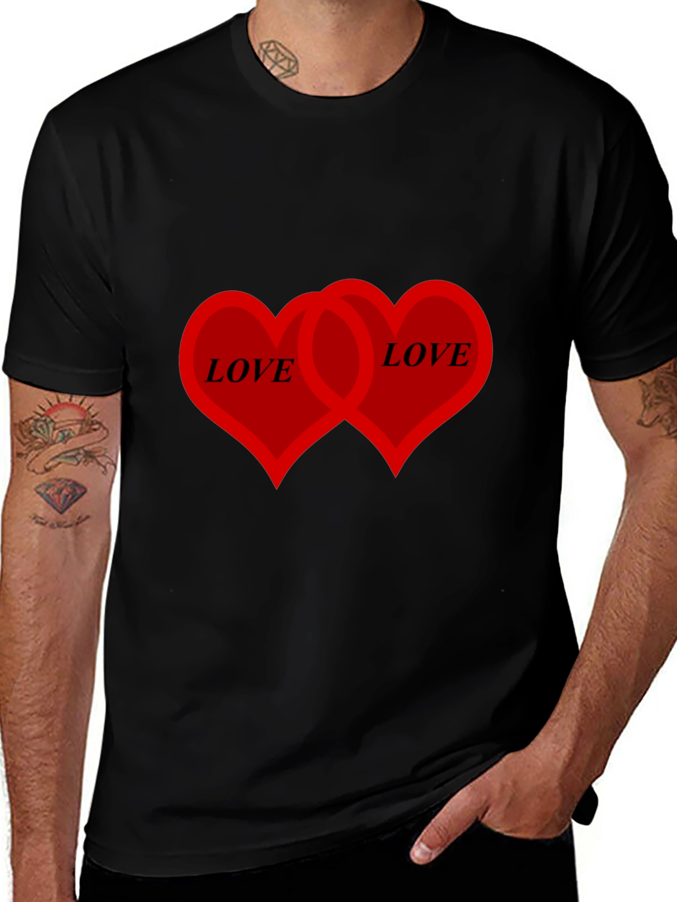 Variant 11 of Love Hearts Graphic T-Shirt - Black