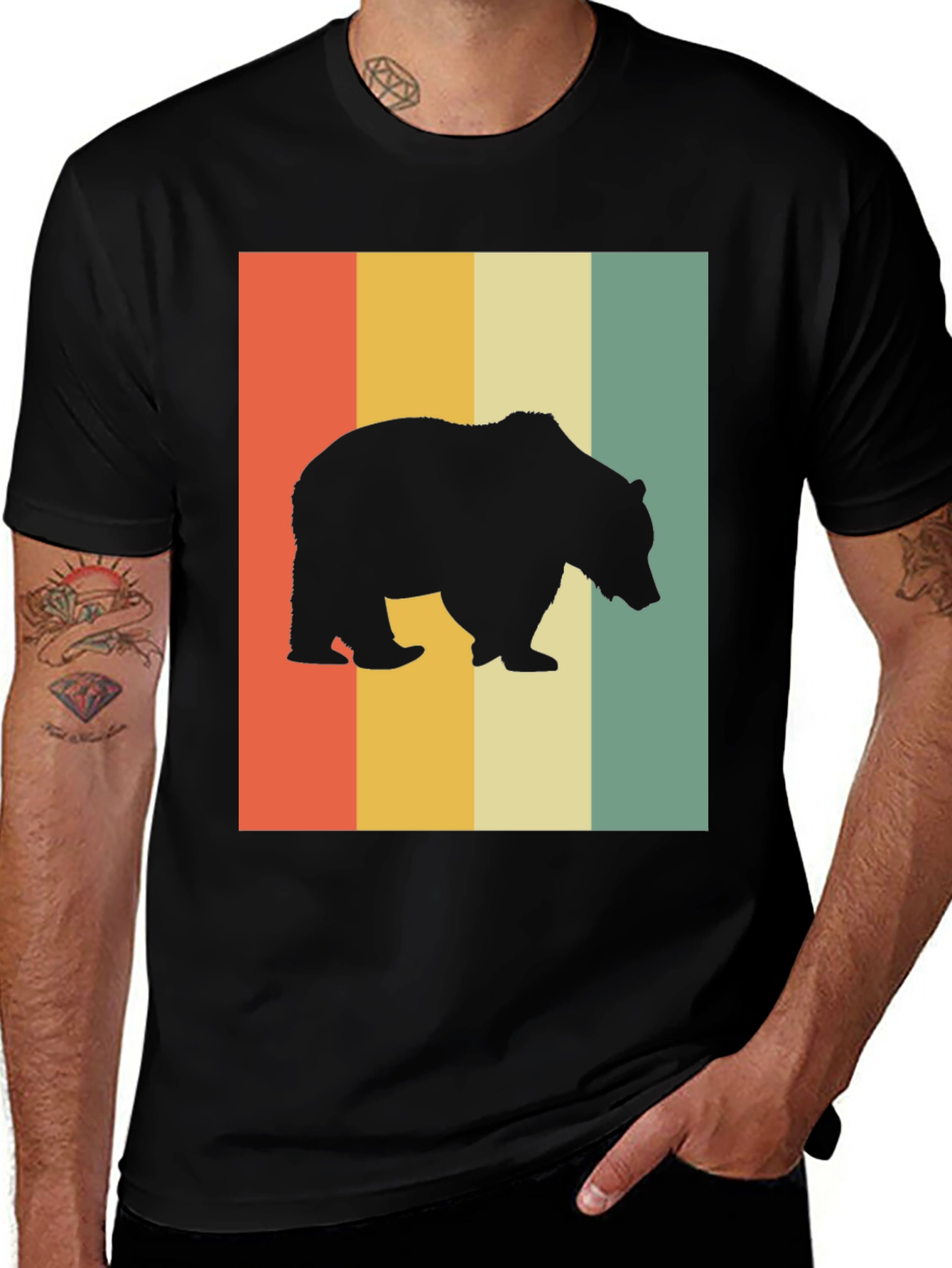 Variant 16 of Retro Bear Silhouette Graphic T-Shirt