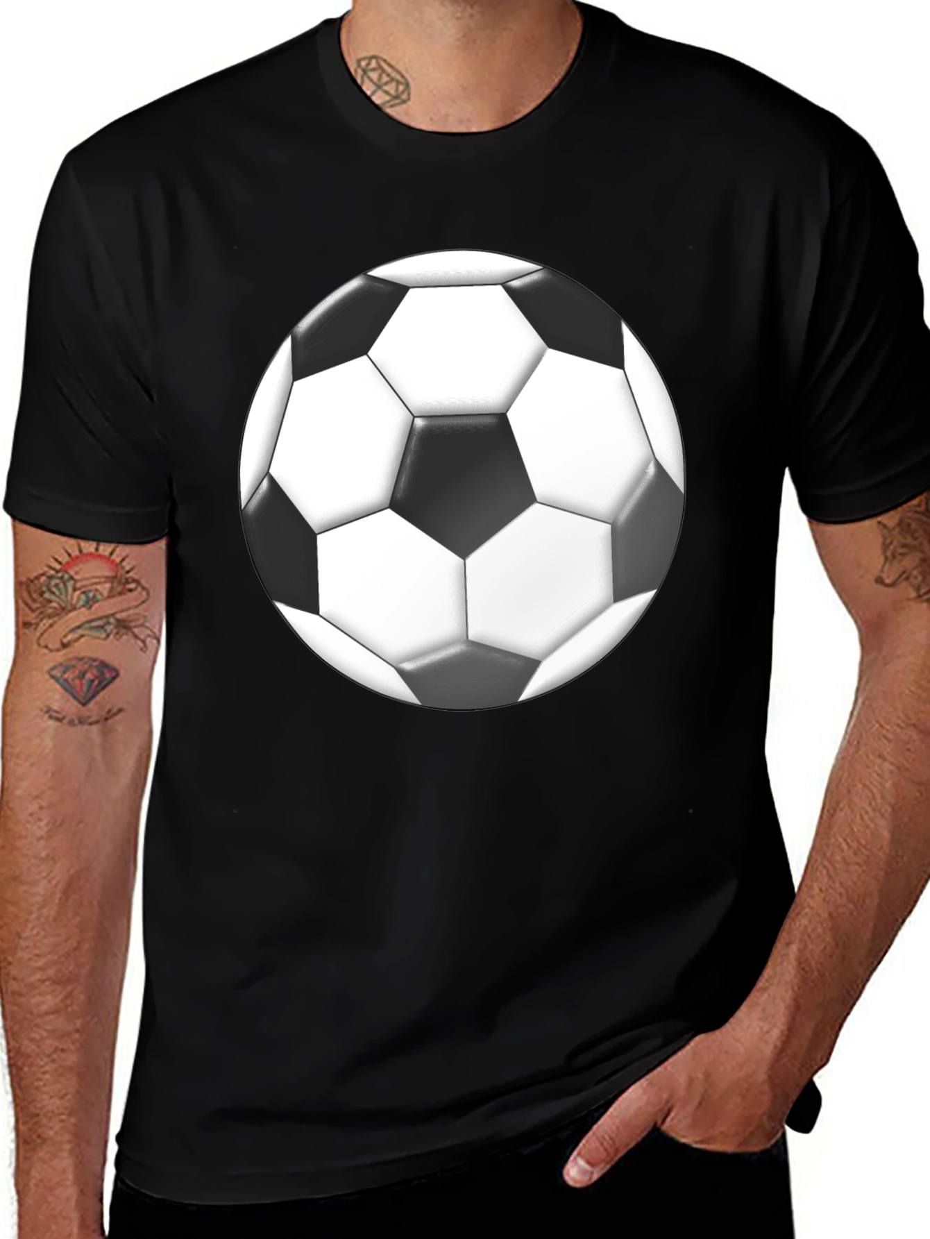 Variant 4 of Soccer Ball Graphic Black T-Shirt