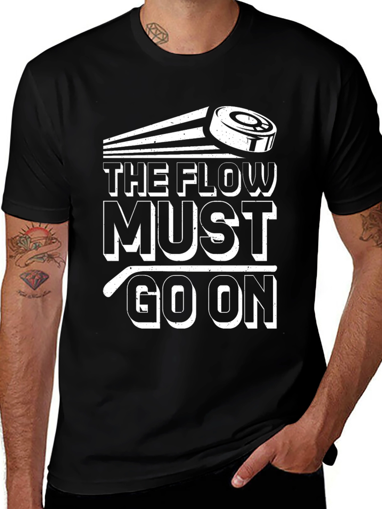 Black The Flow Must Go On Hockey T-Shirt main image