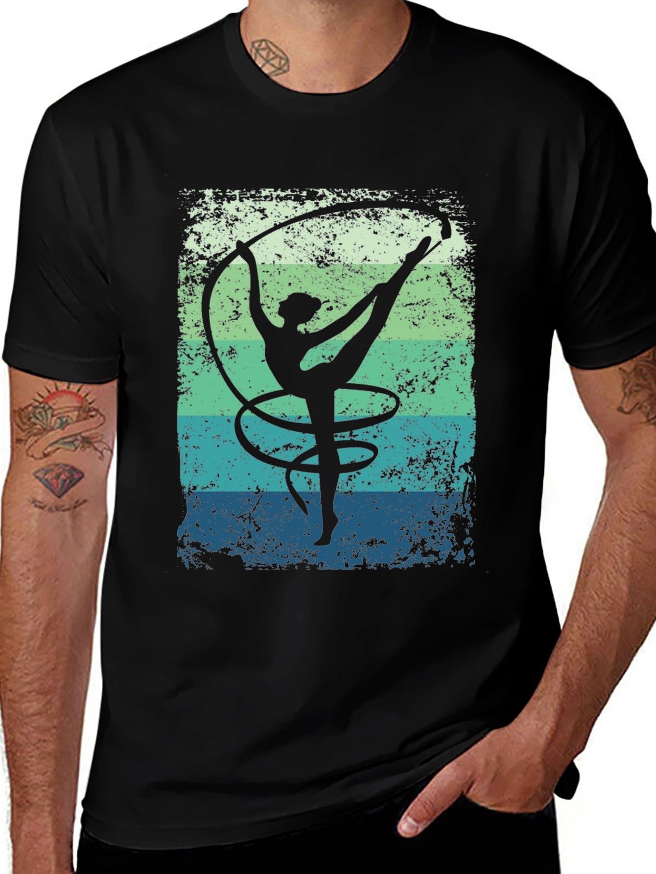 Variant 6 of Rhythmic Gymnastics T-Shirt Retro Design