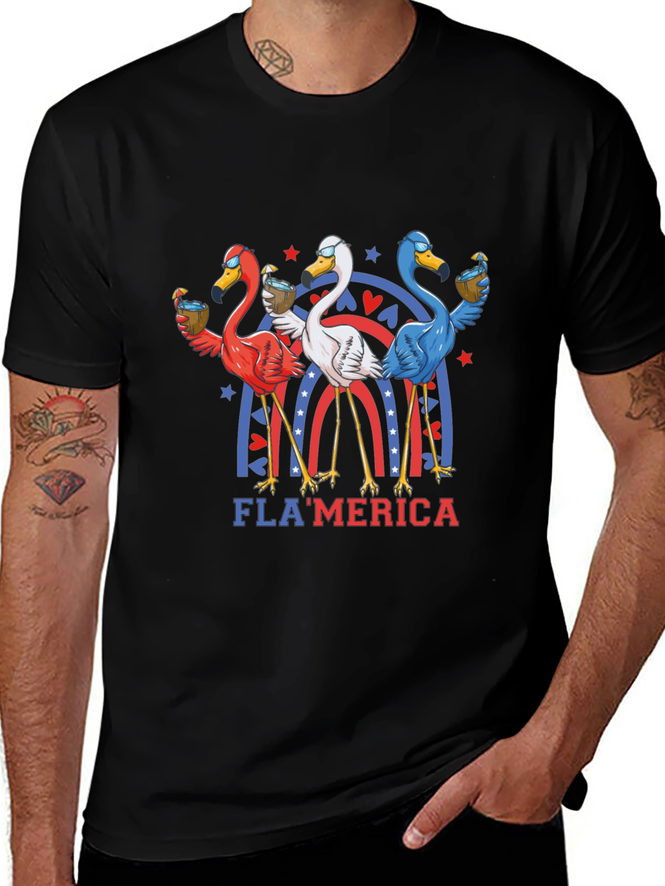 Variant 29 of Fla'merica Patriotic Flamingo T-Shirt