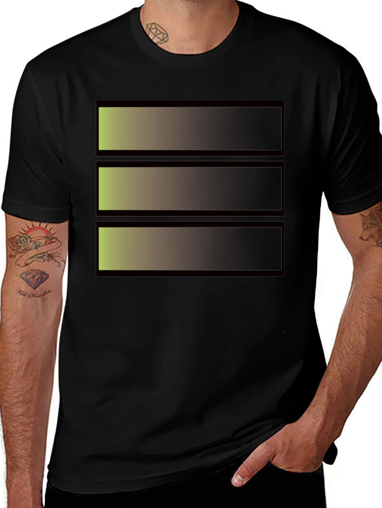 Variant 8 of Abstract Gradient Stripe Graphic Tee - Modern Black T-Shirt