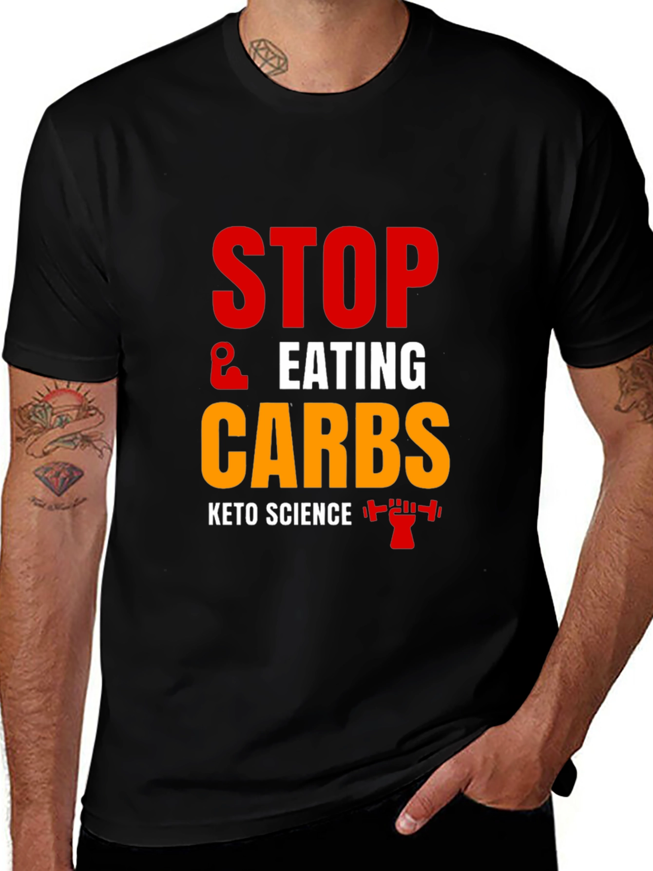Keto Science Stop Eating Carbs Black T-Shirt