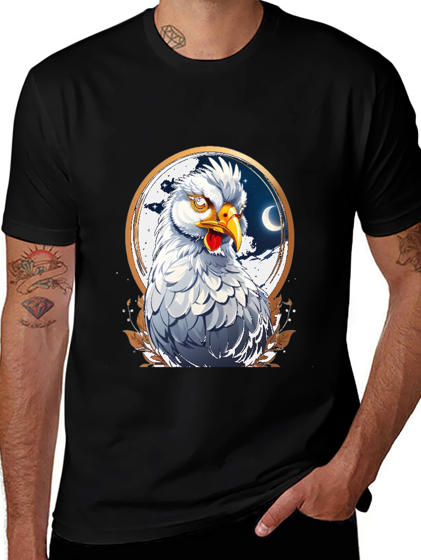 Variant 28 of Hen in Crescent Moon Circle Graphic T-Shirt